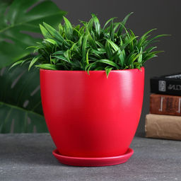 Горшок для цветов Колор гейм, керамический, с поддоном, 1.4 л, красный