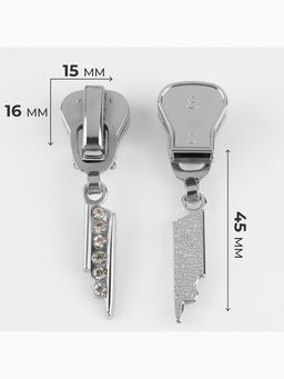 Бегунок для молнии «Трактор», №8, «Стразы», 10 шт., цвет никель