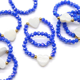 Колечко на резинке с перламутром Сердце и цирконом цвет небесно голубой - Радуга камня фото 17