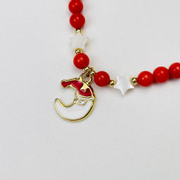 Браслет из Коралла и Перламутра с подвеской "Месяц" 15,5 см