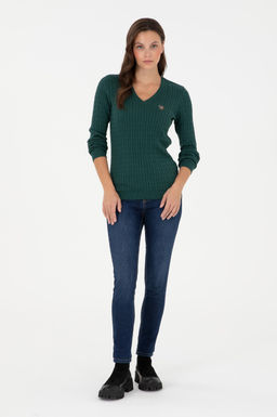 Женский темно-зеленый базовый свитер Неожиданная скидка в корзине - U.s. polo assn фото 4