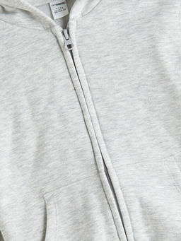 Kap??onlu Uzun Kollu K?z Bebek Fermuarl? Sweatshirt