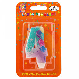 Свеча для торта "День рождения-22" 4,4х1,2х7,7см, парафин, "Цифра 4" (Россия)