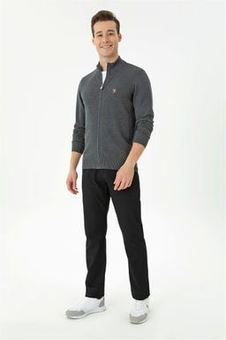 Мужской базовый трикотажный кардиган антрацитового меланжа - U.s. polo assn фото 4