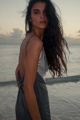 VESTIDO COMBINADO MALLA / Plomo oscuro - Zara фото 4