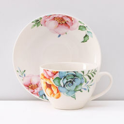 Сервиз чайный Доляна Пташка, 12 предметов: 6 чашек 250 мл, 6 блюдец d=15 см, фарфор, белый