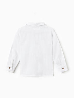 Рубашка для девочки KAFTAN: Linen, белая, размер 34 (122-128 см)