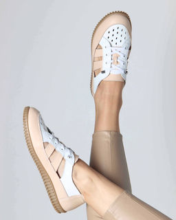 Слипоны 165.8000be. белый-бежевый