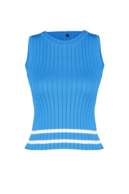 Mavi Basic Renk Bloklu Triko Triko Ince Bluz TWOSS23BZ00668 - Trendyolmilla фото 7
