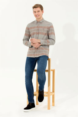 Мужская рубашка с длинным рукавом кирпичного цвета - U.s. polo assn фото 3