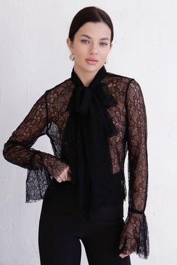Блуза кружевная чёрная - Martichelli фото 3