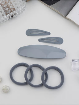 Цена за 6 шт. Набор для волос QF «Авиталь», 3 резинки 6 см, заколка-автомат 9 см, 2 невидимки 4.5 см, серый