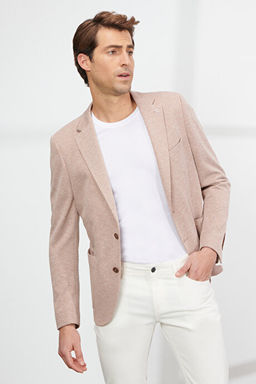 Slim Fit Dar Kesim Mono Yaka Desenli Kiremit Ceket 4A0423200020KMT