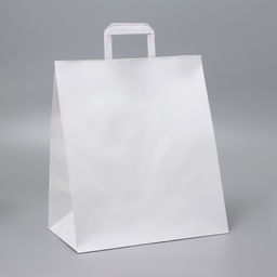 Цена за 25 шт. Пакет крафт без печати, белый, плоская ручка, 32×20×34 см