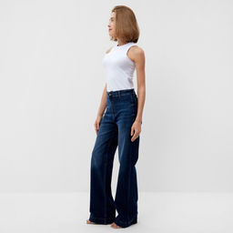 Джинсы женские палаццо MINAKU SLIM FIT, размер 42 (рост 168 см), синие
