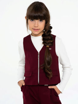 Синий школьный жилет для девочки Mooriposh, модель 1115 фото 23