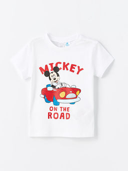 Bisiklet Yaka K?sa Kollu Mickey Mouse Bask?l? Erkek Bebek Ti??rt