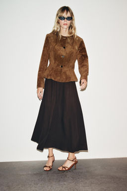 LINEN BLEND MIDI SKIRT - Zara фото 3