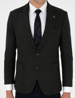 Темно-зеленая приталенная куртка из смесовой шерсти - Cacharel фото 6