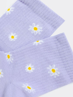 Цена за 5 пар! Носки женские фиолетовые с рисунком в виде ромашек - Mark formelle фото 4