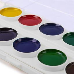 Краска акварель Лео Ярко медовые, с кистью (классическая) в пластиковой упаковке с европодвесом LBWB-0112 12 цв  фото 4