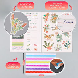 Фотоальбом на кольцах 25 листов Keep memories Цветочный. Цветы & ты, с наклейками, 19?27?3 см  фото 2