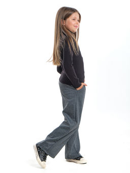 Брюки палаццо в клетку штаны для девочки детская одежда вещи 22-7859 черная клетка - Mini maxi фото 4