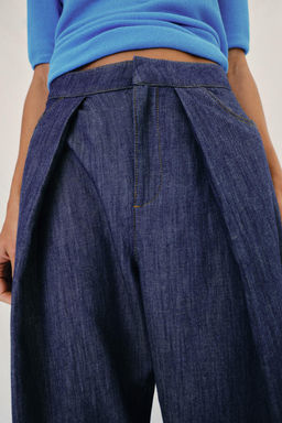 PANTAL?N PLIEGUES CON LINO / ?ndigo - Zara фото 3