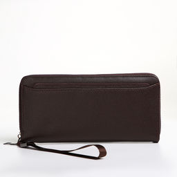Портмоне-клатч мужской на молнии, коричневое