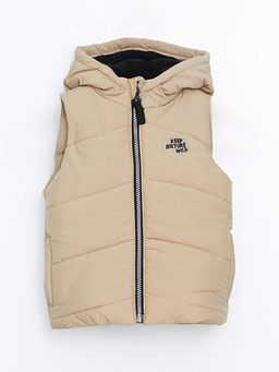 Kap??onlu Bask?l? Erkek ?ocuk ?i?me Yelek