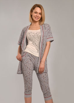 Комплект с халатом ЗАЙКА МОЯ : халат + майка + бриджи (серый 3) - Ивановская трикотажная компания фото 2