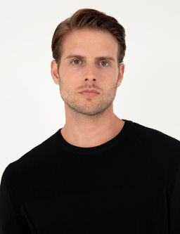 Siyah Slim Fit Bisiklet Yaka Triko Kazak - Pierre cardin фото 2