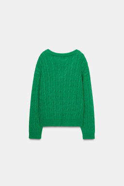 V-NECK CABLE-KNIT JUMPER - Zara фото 13