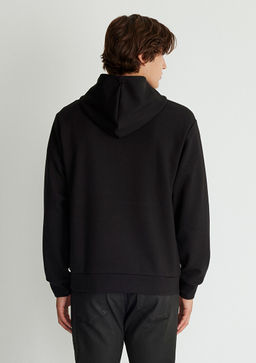 Kapusonlu Siyah Sweatshirt - Mavi фото 3