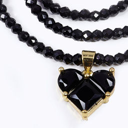 Бусы с сердечком чокер раненные из искуственного Хрусталя черные
