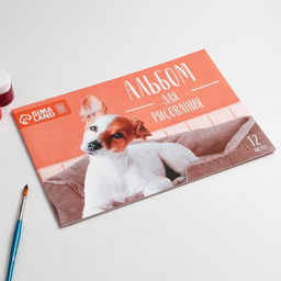 Альбом для рисования на скрепках А4, 12 листов Щеночек (обложка 160 г/м2, бумага 100 г/м2). - Artfox study фото 2