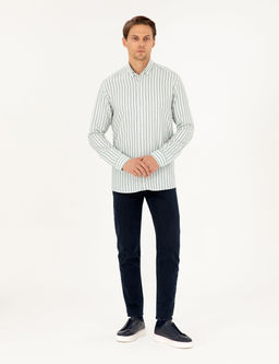 Ye_il Regular Fit _izgili Uzun Kollu G_mlek