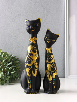 Фигура "Love коты" набор 2 шт, со стразами, 26см, чёрный