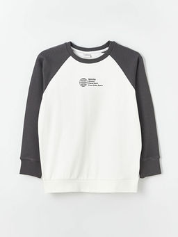 Bisiklet Yaka Bask?l? Uzun Kollu Erkek ?ocuk Ti??rt