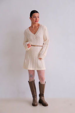 Martichelli Платье вязаное с косами айвори  фото 4