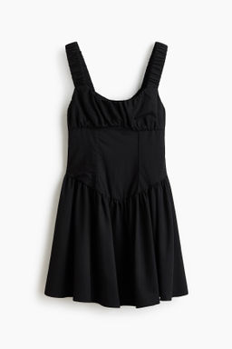 Gathered twill dress