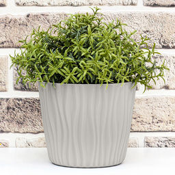 Кашпо для цветов пластмассовое "Волна" 2л, д16см, h13,5см, с вкладышем, кремовый (Россия)