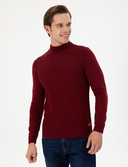 Erkek Slim Fit Yar_m Bal_k__ Yaka Bordo Kazak - U.s. polo assn фото 3