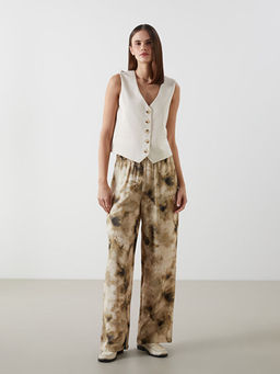 V Yaka Keten Kar???ml? Kad?n Klasik Yelek