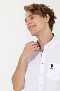 Мужская белая рубашка с длинным рукавом