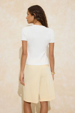 Ekru Bisiklet Yaka Ince Triko Ince Bluz TWOSS25BZ00300