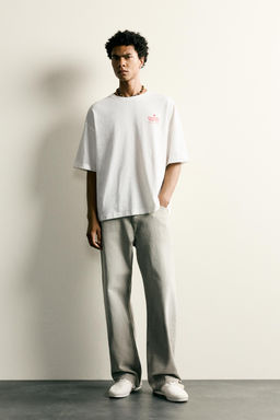 CAMISETA RELAXED FIT ESTAMPADOS CONTRASTE / Blanco roto