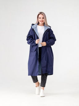 Дождевик с капюшоном синий