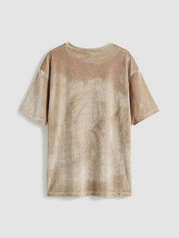 Bisiklet Yaka Fiyonk Bask?l? K?z ?ocuk Kadife Ti??rt