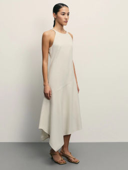 Приталенное платье изо льна и хлопка / Zarina  фото 4